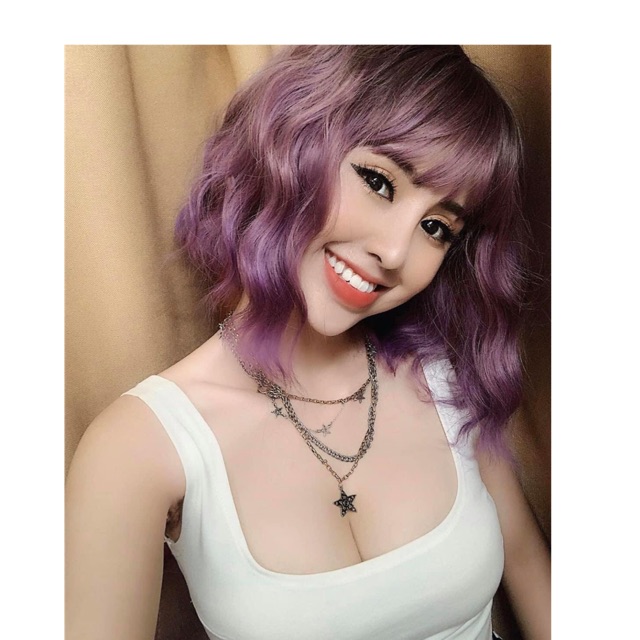 Tóc giả xù ngắn omber tím 😻FREESHIP💖 mã cc33