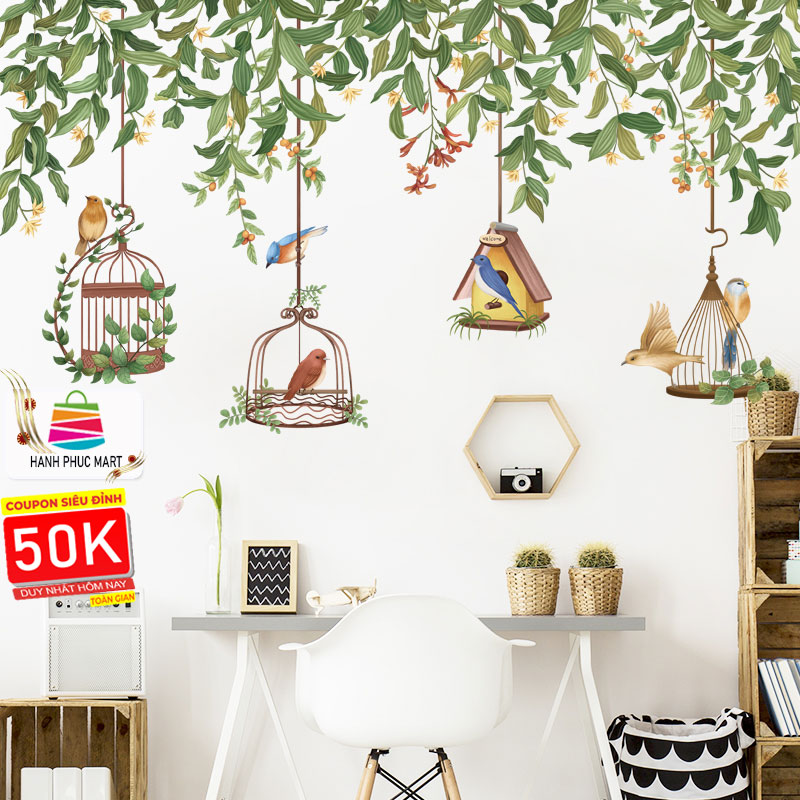 Decal dán tường cho bé Sticker dán tường in chất lượng cao có keo mặt sau mẫu Dưới Tán Cây ZH78