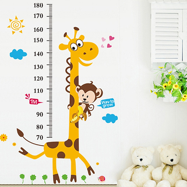 Decal dán tường đo chiều cao cho bé , thước đo chiều cao trang trí phòng 1m8