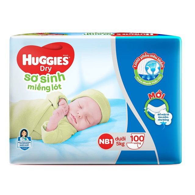 Miếng lót sơ sinh Huggies Dry NB1 - 100 miếng