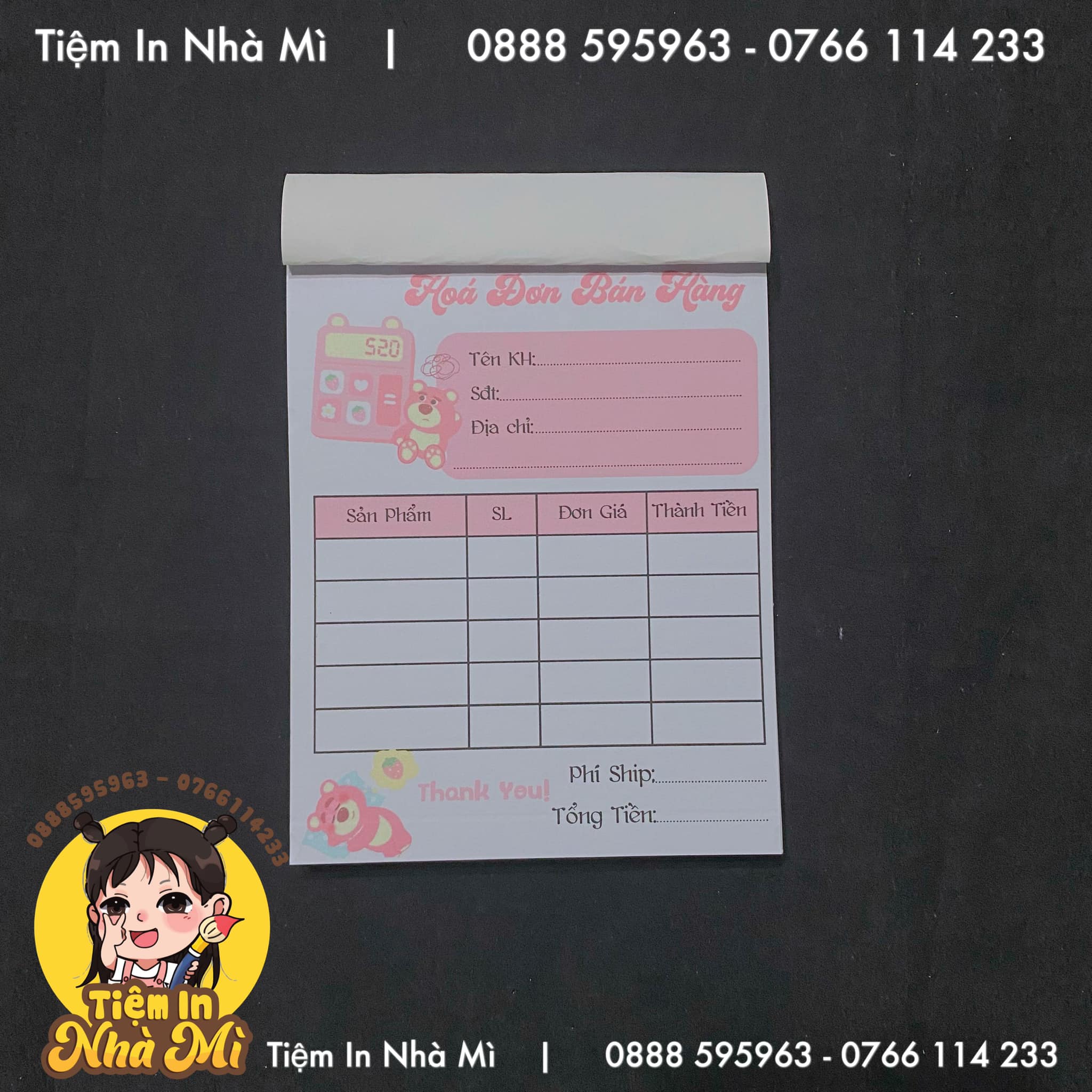 Hoá đơn A6 mẫu Gấu Losto, Đôremon