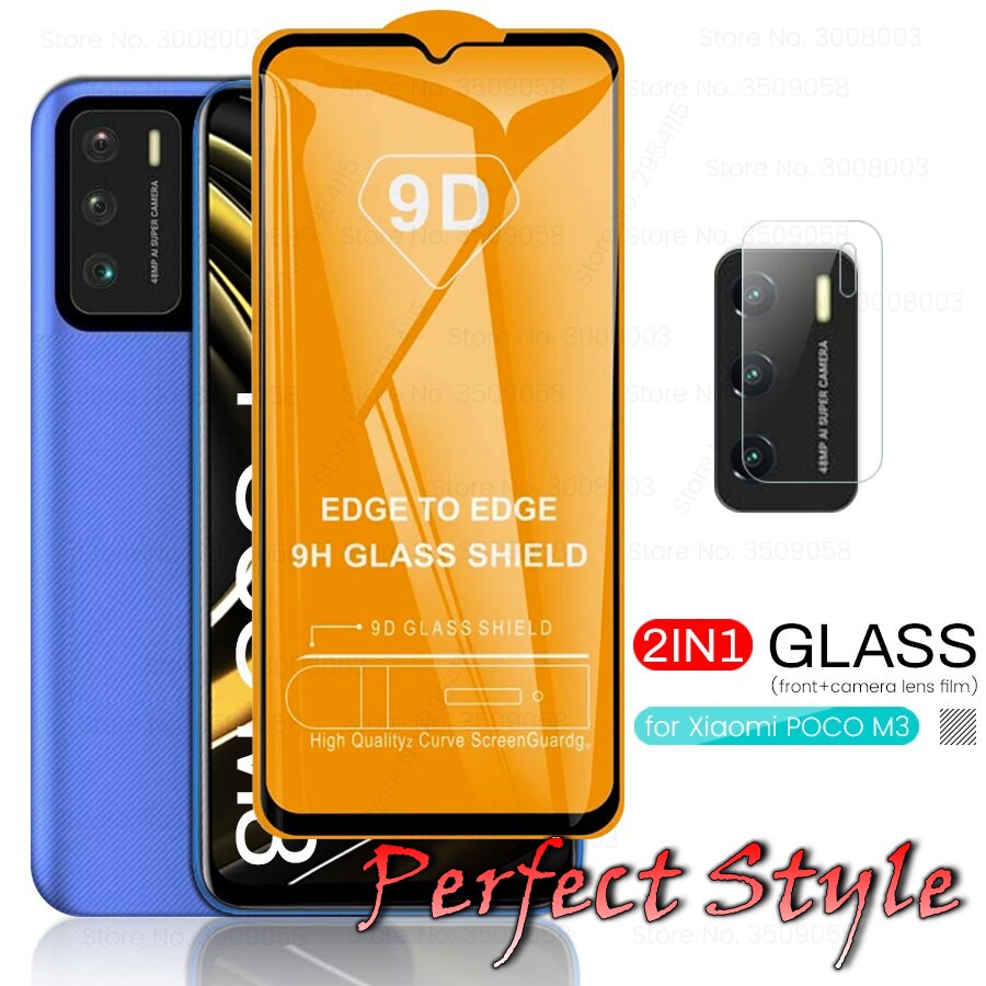 Combo Kính cường lực Full màn + cường lực Camera Xiaomi POCO M3 full keo
