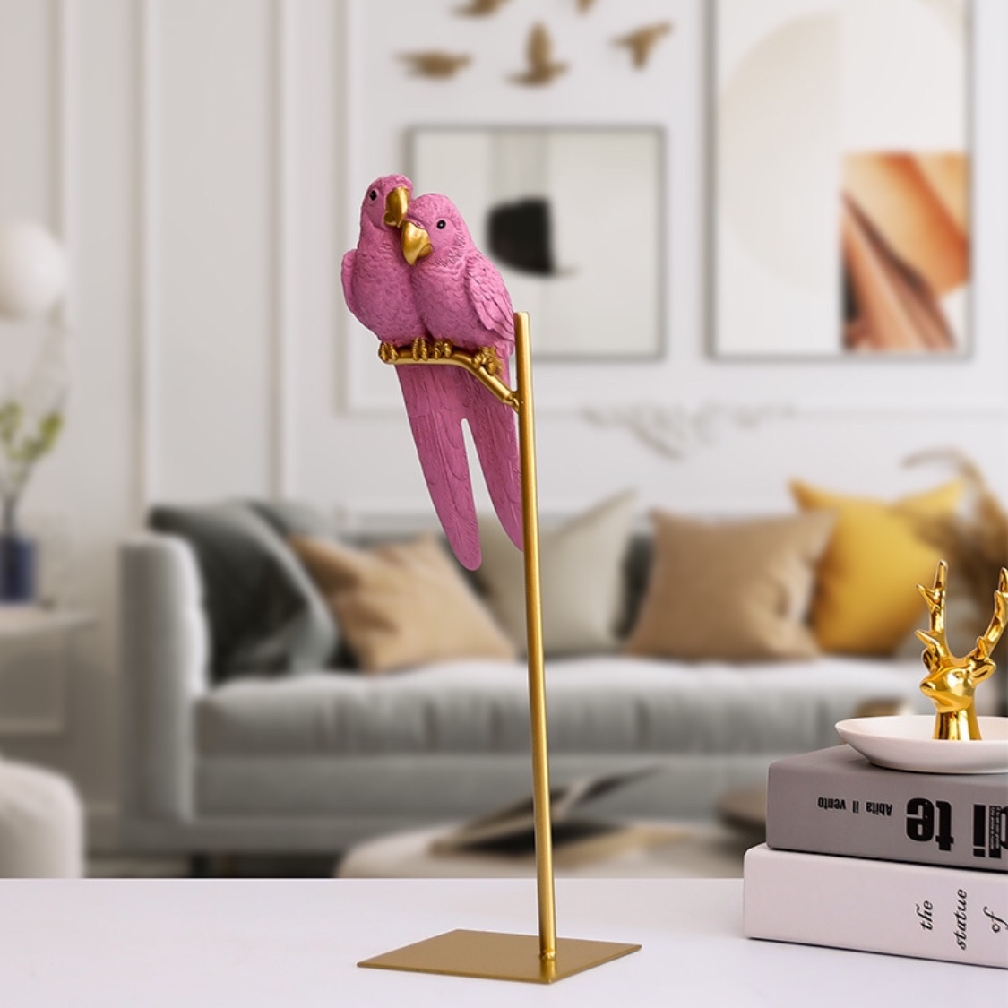 Tượng decor, trang trí đôi chim anh vũ