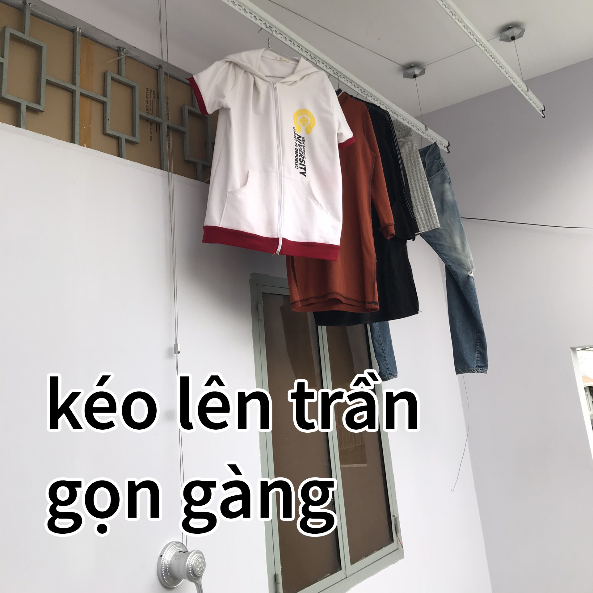 Bộ giàn phơi đồ thông minh, đủ bộ có thanh
