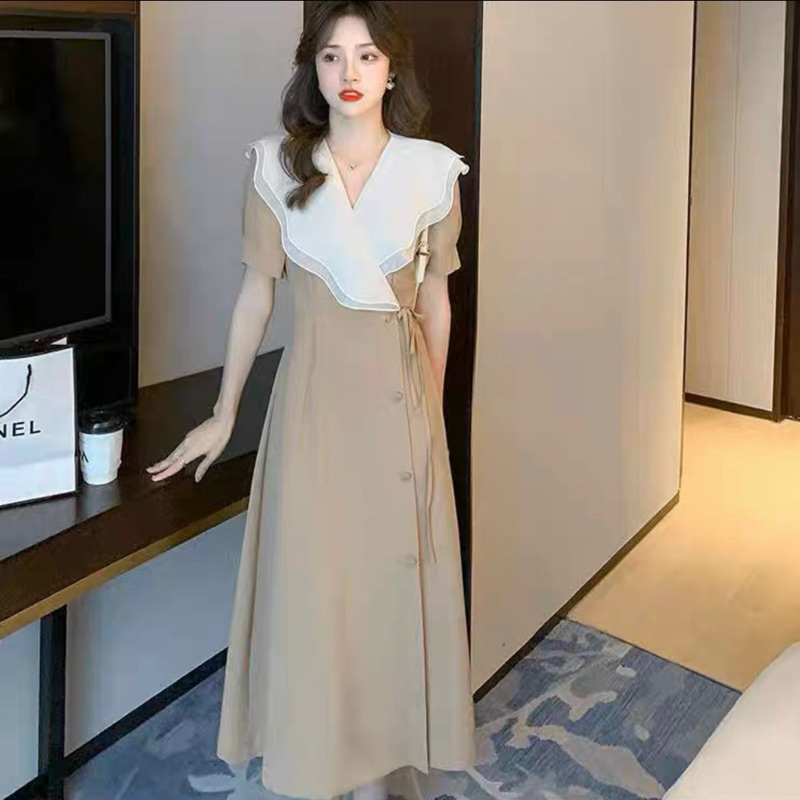 ĐẦM KEM CỔ BÈO TRẮNG (có ảnh thật)MS71