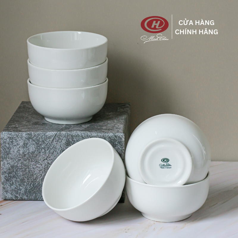 Bộ 6 Bát Cơm Trắng Trơn 11.5cm C07 - Sứ Minh Châu