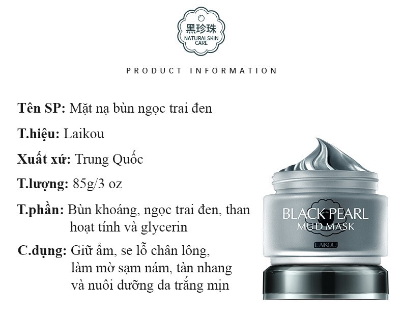 Mặt nạ bùn ngọc trai đen LAIKOU