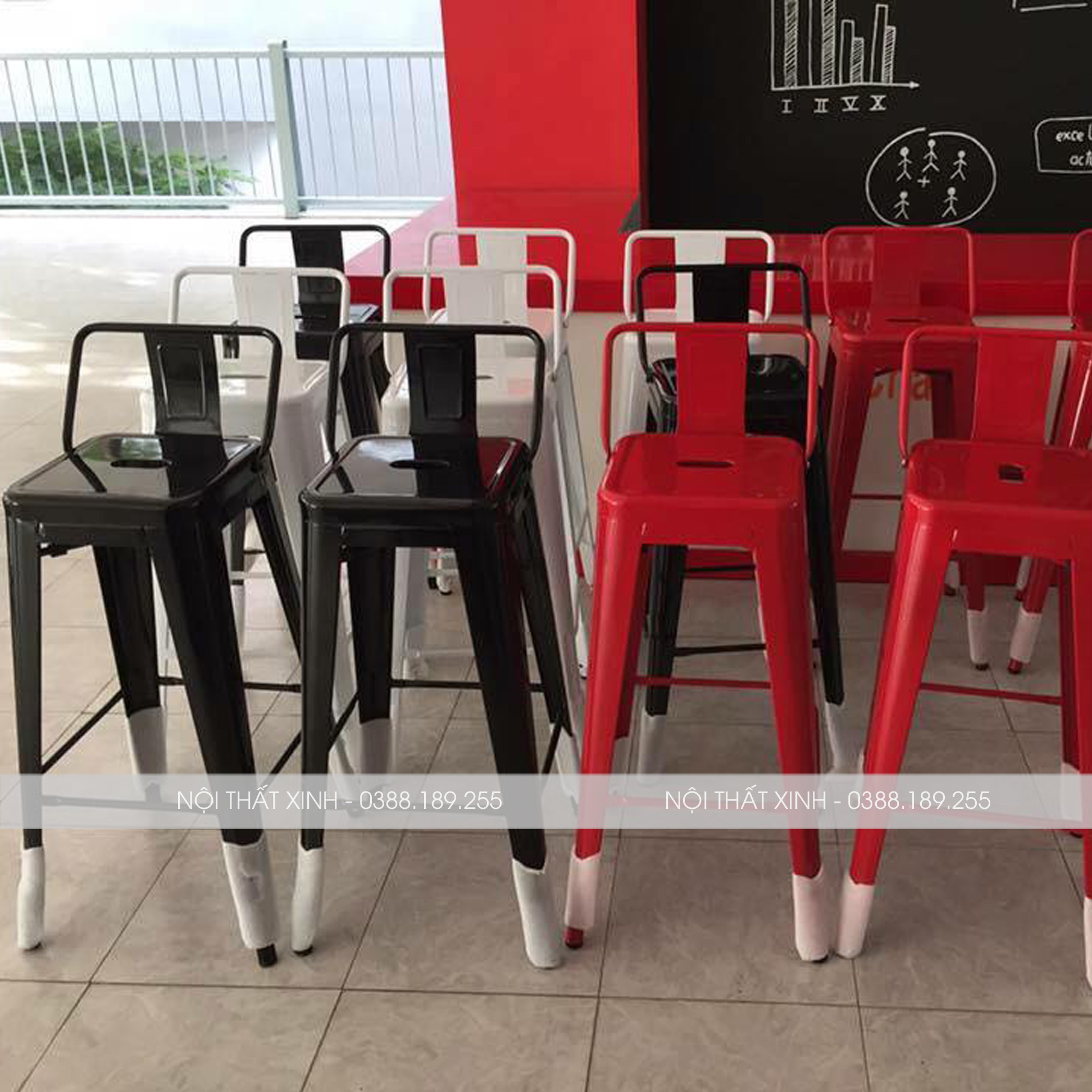 [GHẾ QUẦY BAR] Ghế bar Tolix có tựa