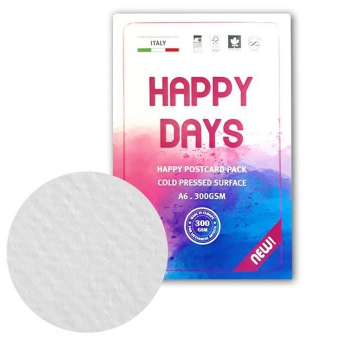 Giấy vẽ màu nước Happy Postcard A6 300gsm