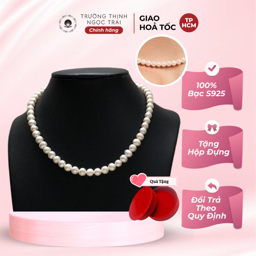 Vòng Cổ Ngọc Trai Nuôi Nước Ngọt Màu Trắng 6ly Dây Chuyền Ngọc Trai Sang Trọng - Ngọc Trai Trường Thịnh