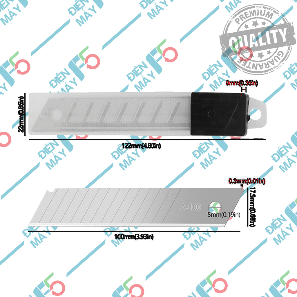 DMF5 LƯỠI DAO RỌC GIẤY thay thế loại lớn (Hộp 10 lưỡi)