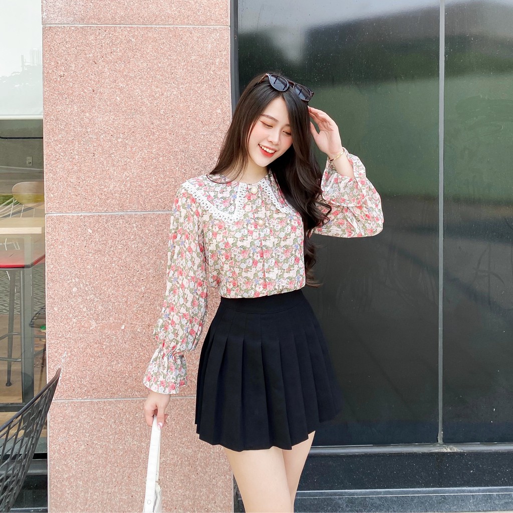 ❌FREESHIP-ÁO SƠ MI NỮ CÔNG SỞ CỔ LÁ SEN PHỐI REN (MS117)