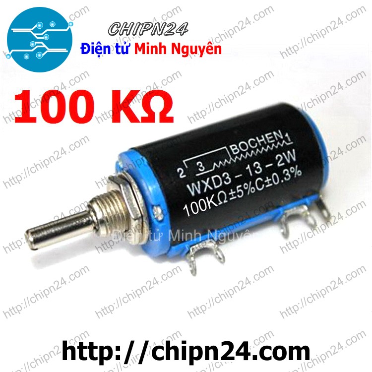 [1 cái] (f40) biến trở wxd3 100k (wxd3-13-2w) (biến trở chiết áp tinh chỉnh xoay 10 vòng)