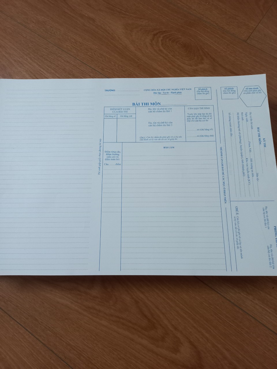 Giấy thi A3 1000 tờ màu xanh dọc phách