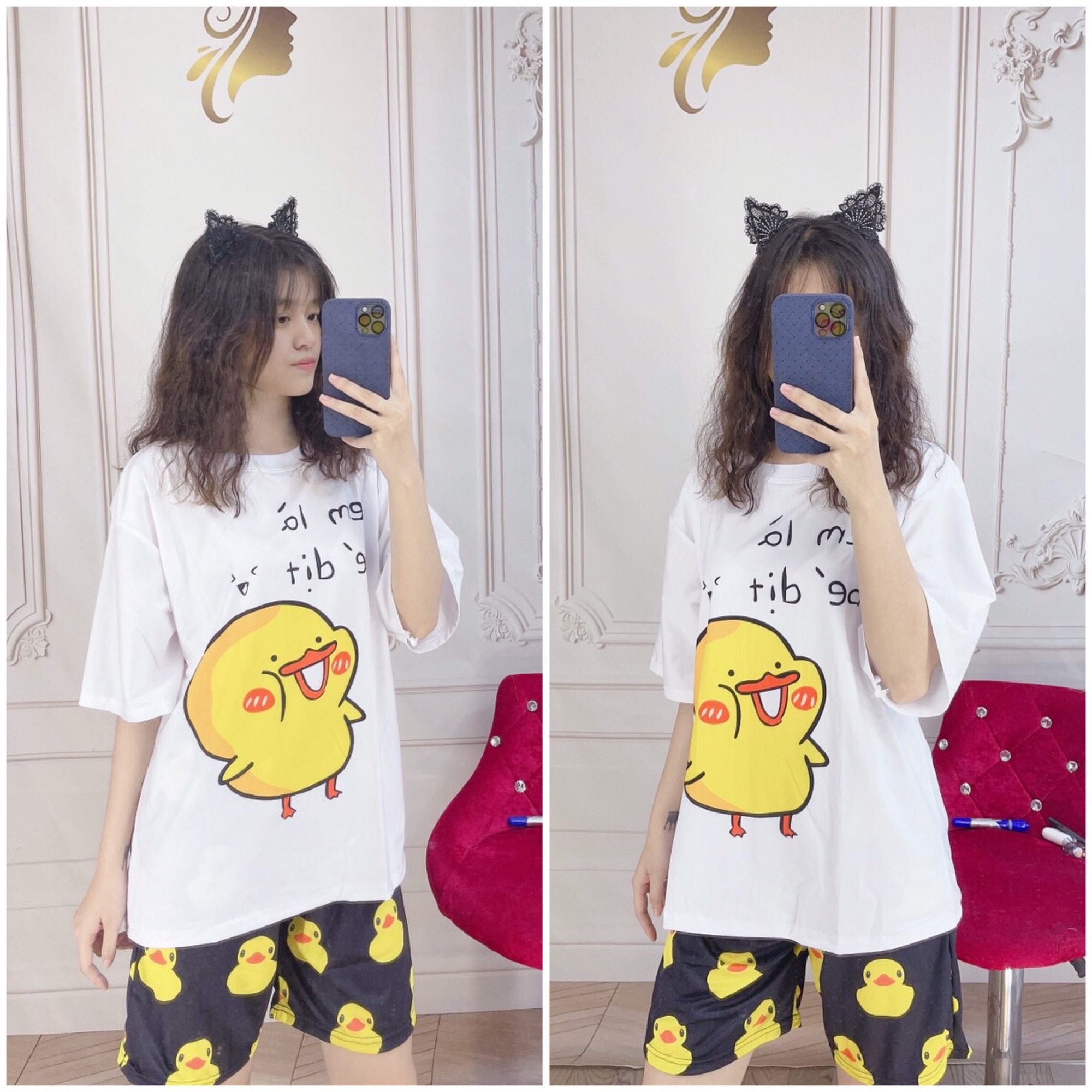 Quần đùi hoạt hình mẫu vịt đen dễ phối đồ