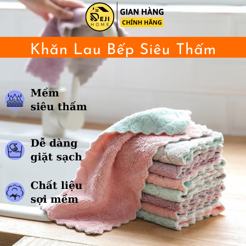 Khăn Lau Bếp, Set 10 Khăn Lau Đa Năng Siêu Thấm 2 Mặt
