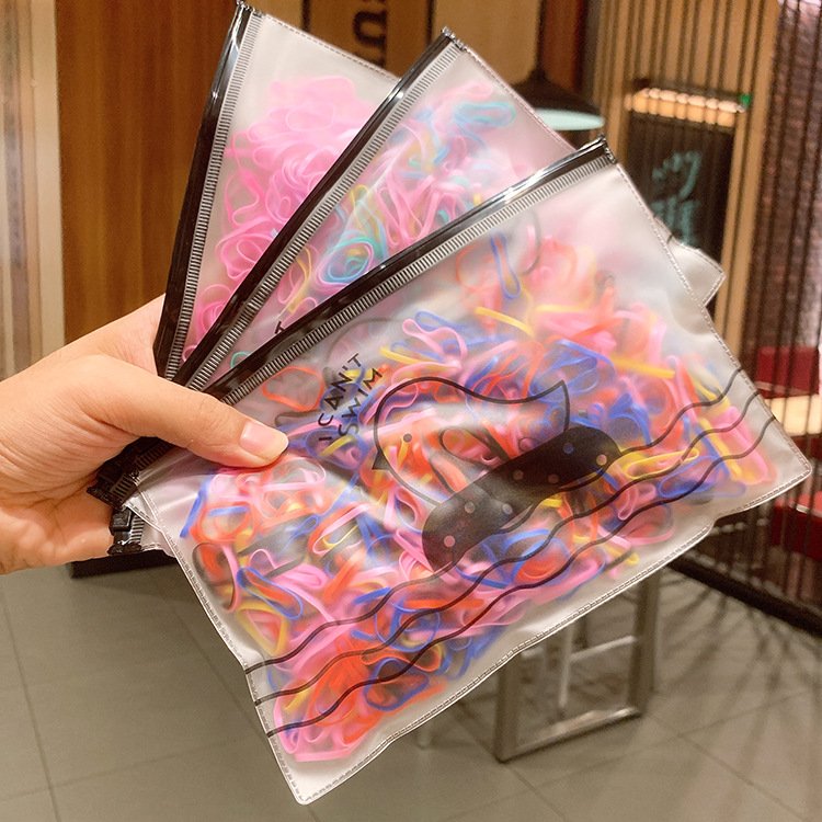 Túi 500 Chun sợi buộc tóc kèm túi zip (người lớn và trẻ em dùng được)