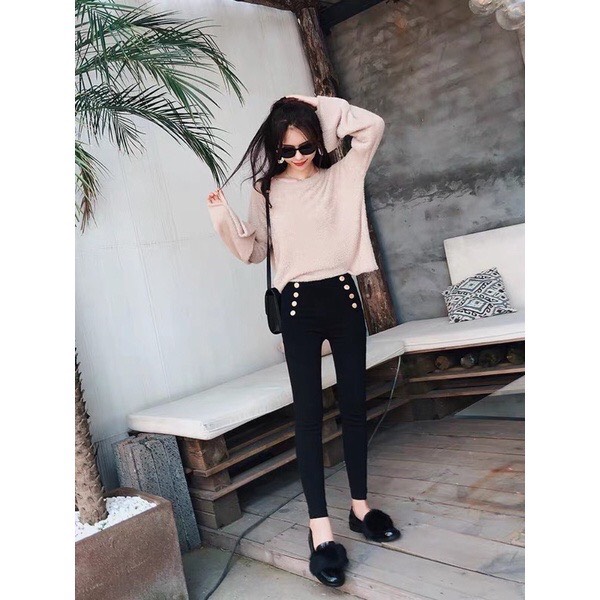 Quần Legging 6 Cúc Cạp Cao { Chất UMi Hàn Quốc Loại 1 Dày Dặn }-mã legging 6 cúc