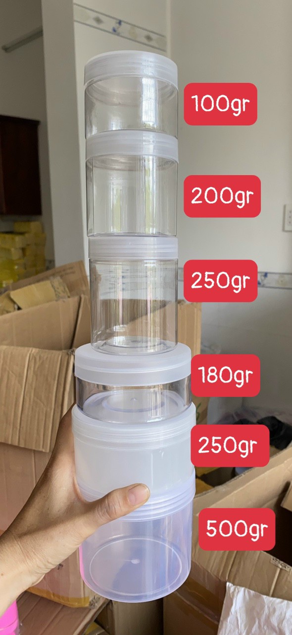 Hủ 100gr-200gr-500gr nắp đen