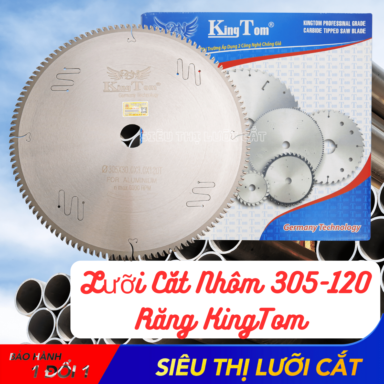 Lưỡi Cắt Nhôm Hệ Cao Cấp Khe Lazer 305-120 Răng KingTom - Siêu Mịn