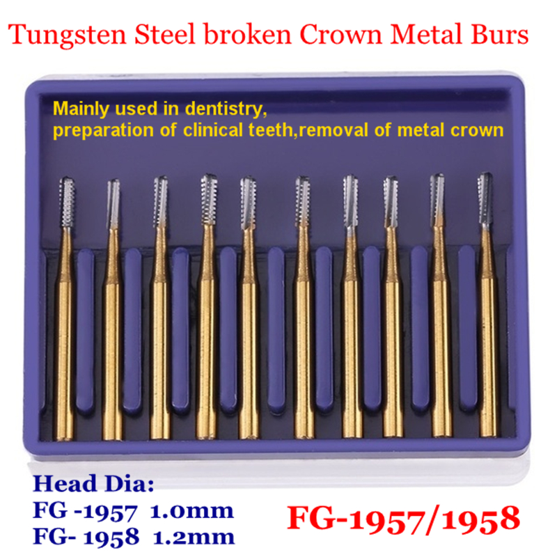 10pcs tốc độ cao nha khoa tungsten thép carbide mũi khoan vương miện cắt kim loại mũi khoan fg-19571958 nha khoa nha khoa nha khoa công cụ