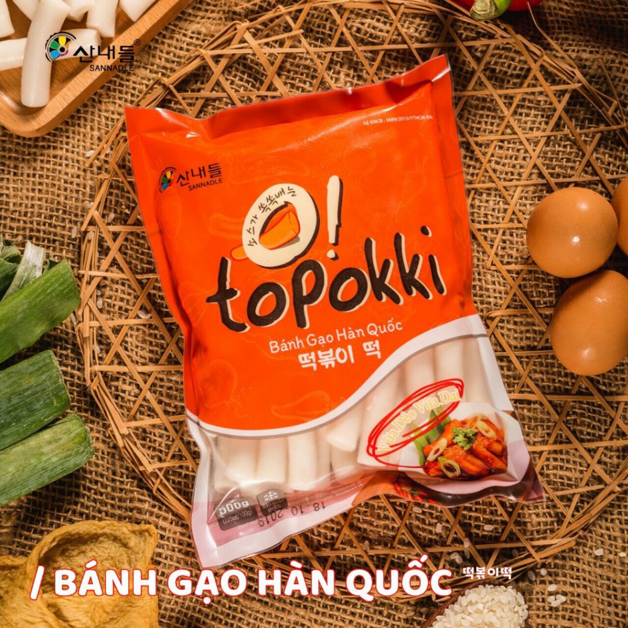 Combo 5 món bánh gạo truyền thống siêu rẻ (500g bánh gạo sốt kimchi mì bột phô mai)