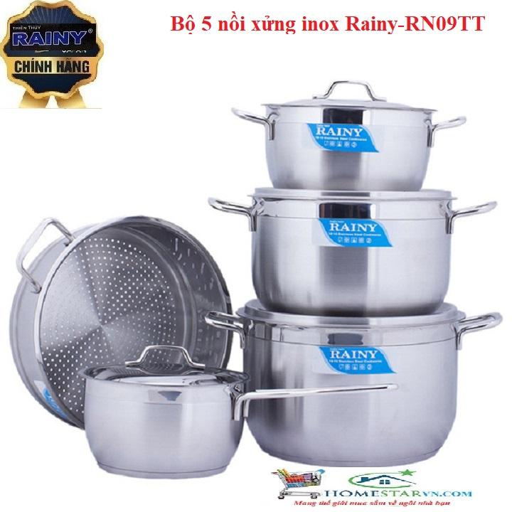 [HCM]Bộ 5 nồi xửng inox Rainy-RN09TT