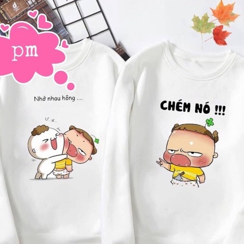 Áo nỉ đôi( 2 áo) in hình ý nghĩa
