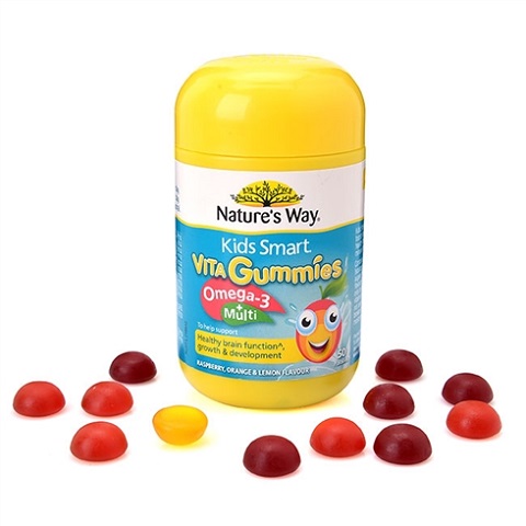 Kẹo gum Nature's Way Kids Smart Vita Gummies Omega-3 + Multi 50v