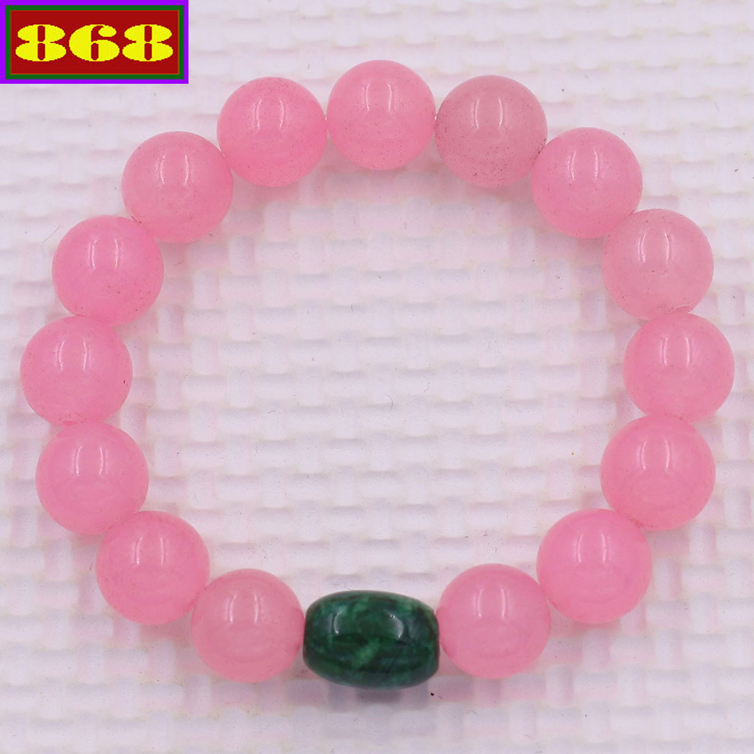 Round chain bracelet quartz stone pink rose charm marble, round chain Feng Shui, marble