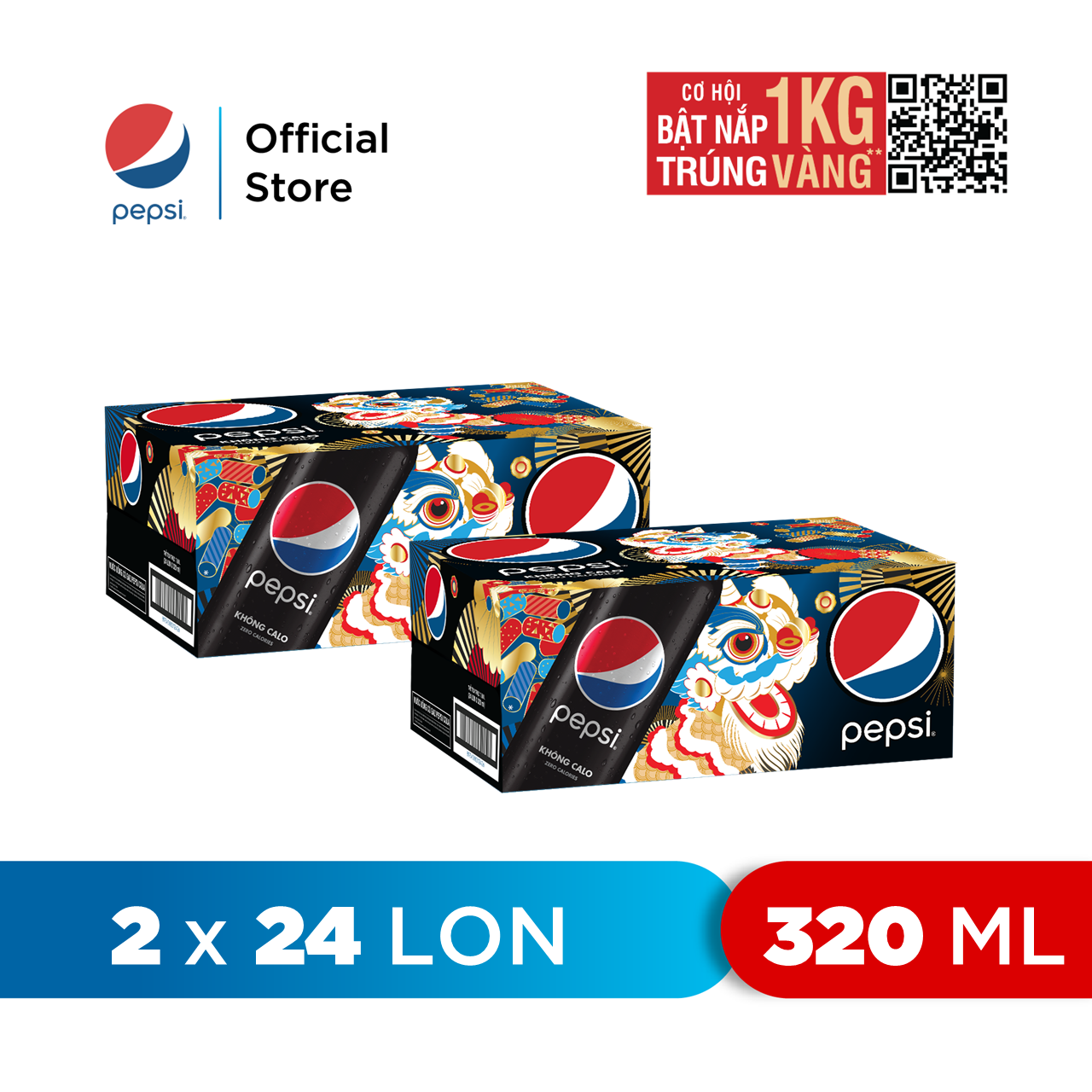 Combo 2 Thùng 24 Lon Pepsi Không Calo (320ml/lon)