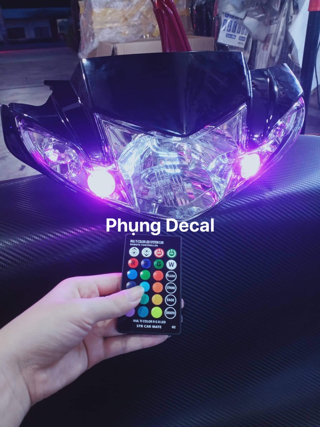 Pha chóa Si hello có demi đổi màu bằng remot lắp sirius