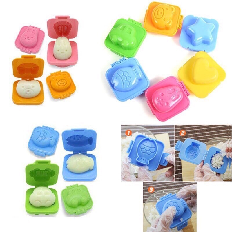 Bộ 6 khuôn cơm hình thú cho bé ăn dặm kiểu nhật