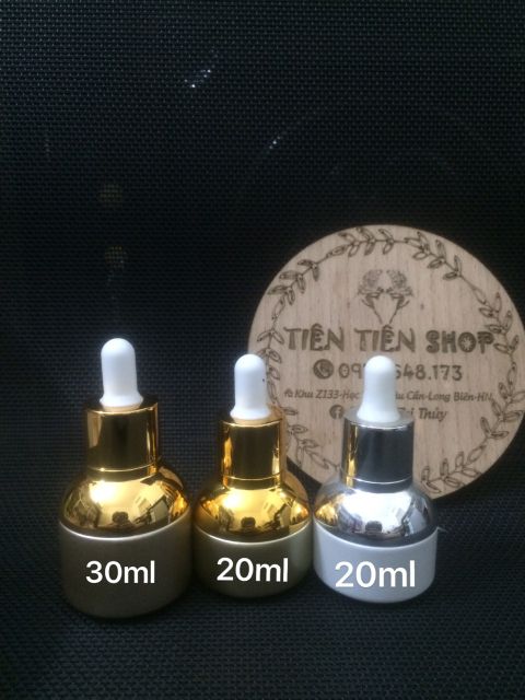 Chai đầu bóp đựng serum cao cấp 20ml, 30ml vàng, bạc