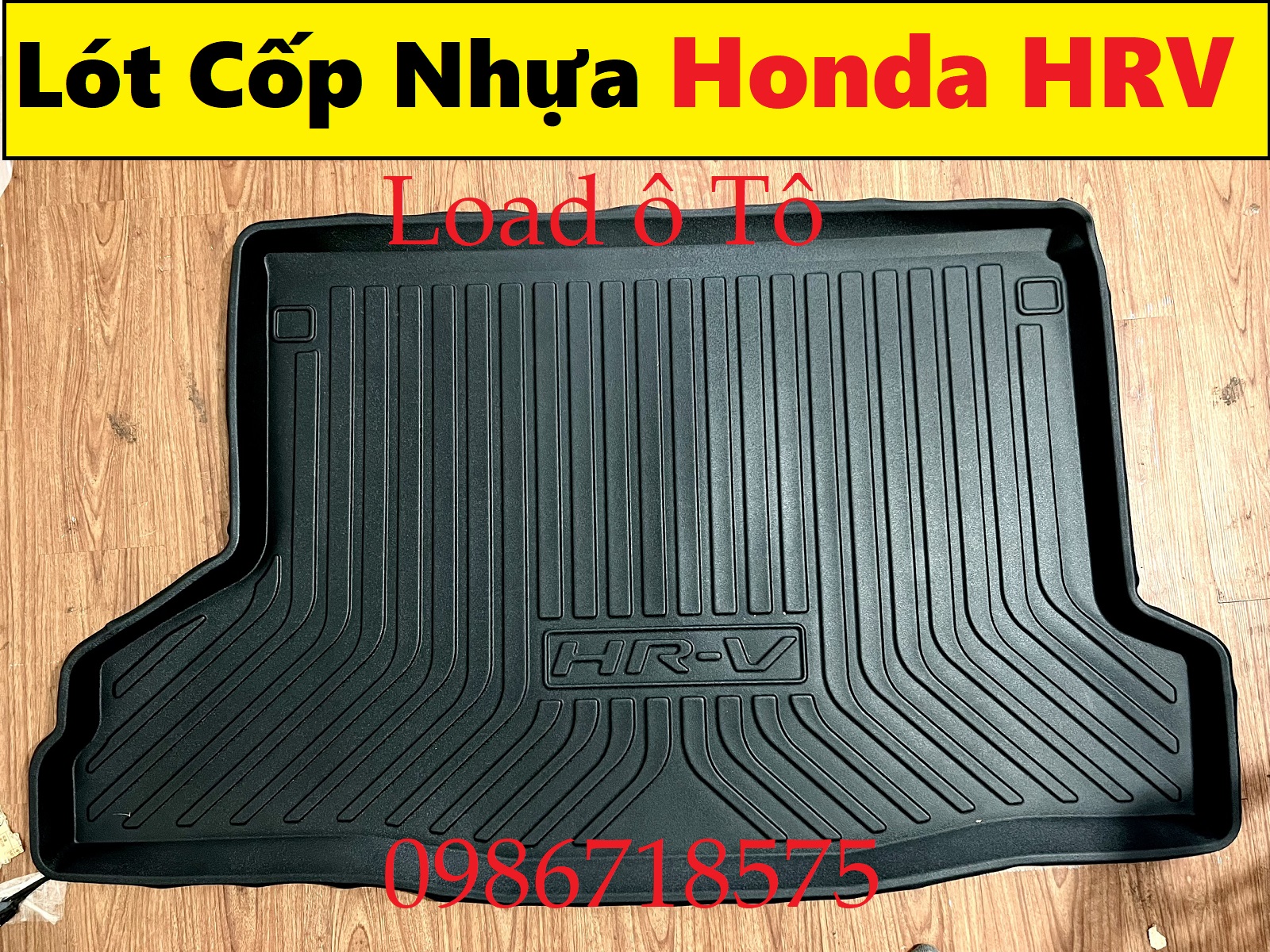Lót cốp nhựa, khay cốp sau xe honda hrv 2023-2018 mẫu đen nhựa dẻo cao cấp