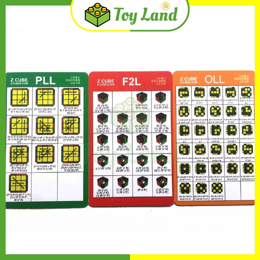 Bộ 3 card công thức cfop giải rubik tốc độ f2l oll pll rubic đồ chơi lắp ráp xếp hình