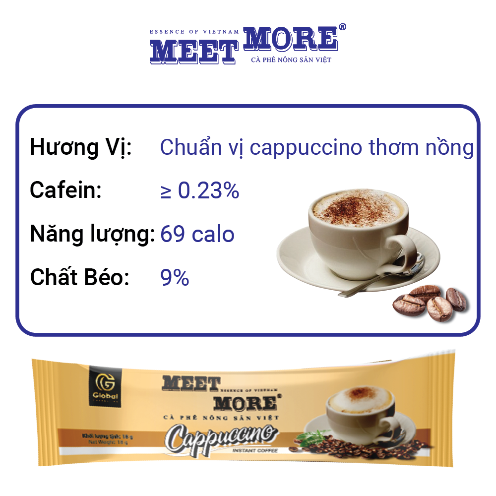 Cappuccino Meet More Instant Coffee Box (15 Packs X 18g) - Traditional Coffee