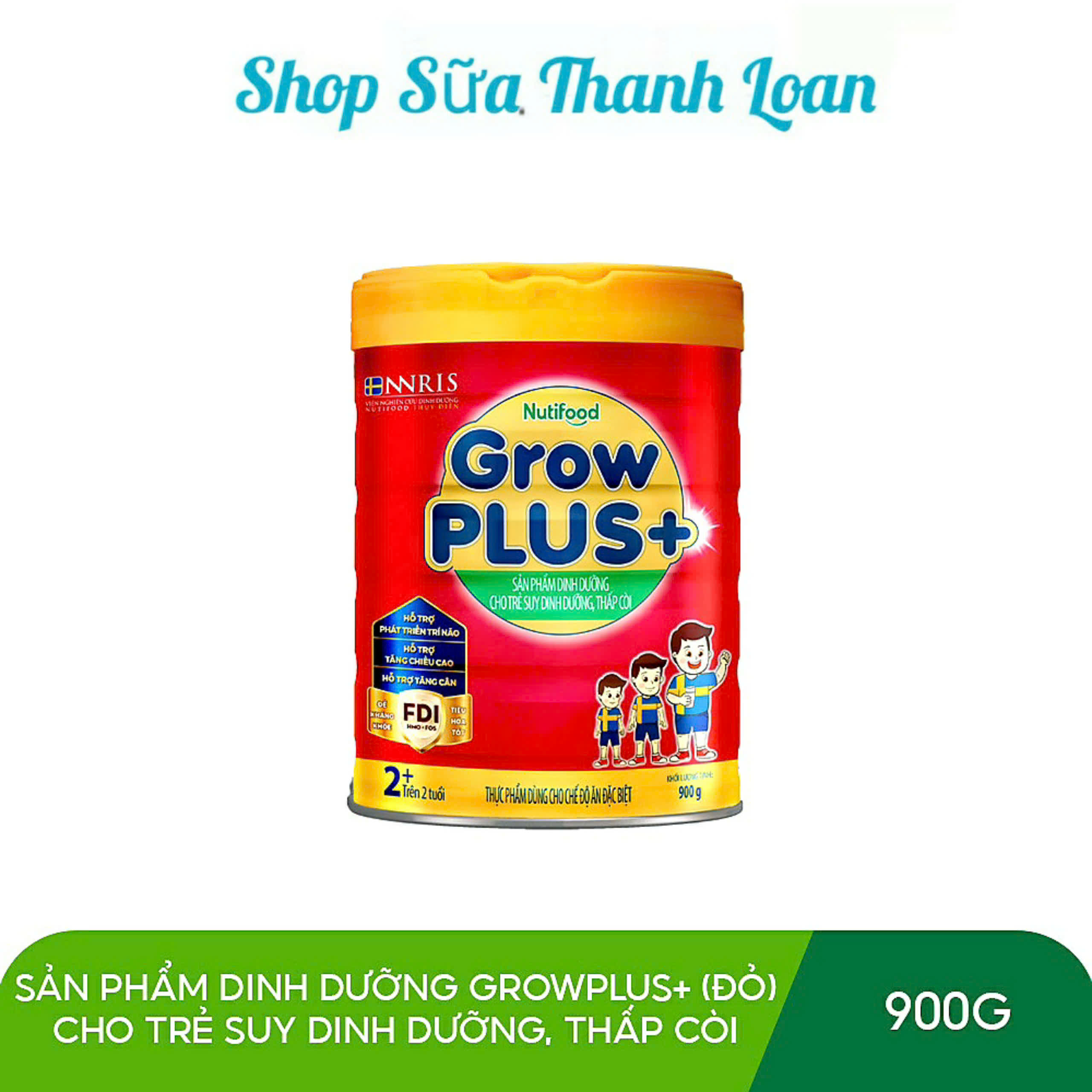 (HSD T10-2027) Sữa Bột Nutifood GrowPlus+ Suy Dinh Dưỡng Lon 780g/ 900g Đỏ.