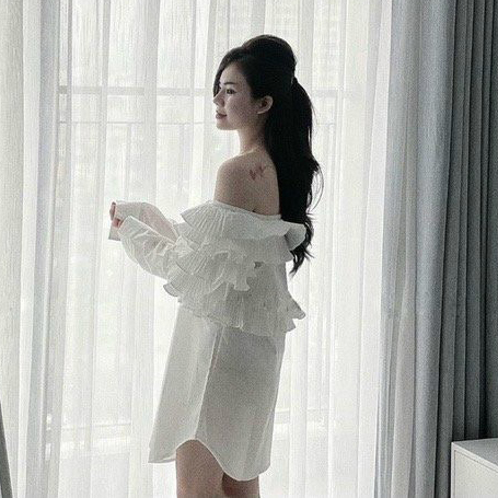 Áo Sơ Mi Tiểu Thư Nhún Bèo 2 Tầng Tay Dáng Dài Rộng 55kg Trở Lại Ulzzang