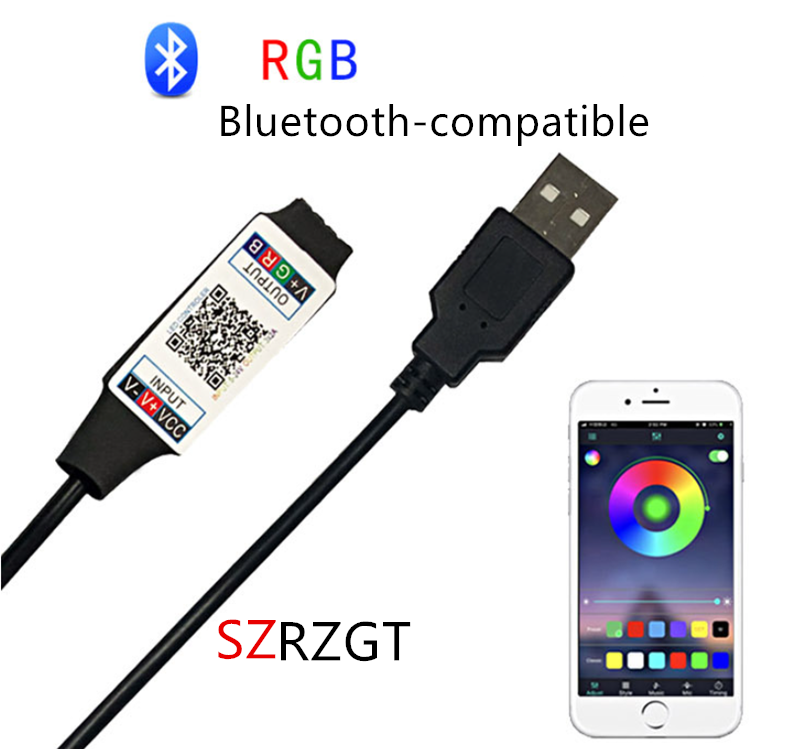 Mini USB DC 5v 12v 24V Mini RGB Bluetooth dimmer led music Bluetooth Smart App Controller control for RGB LED strip light controller RGB Bluetooth Mini LED light regulator
