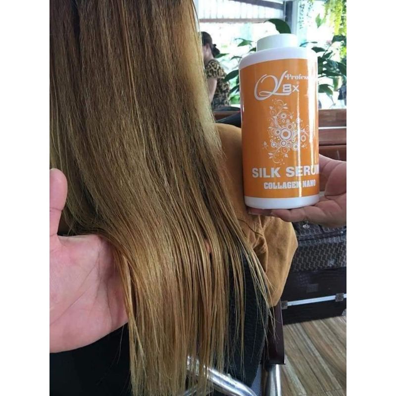Phủ lụa collagen NANO SILK Q8X 1000ml AZ008 -phủ bóng tóc phục hồi hư tổn tóc uốn duỗi nhuộm hấp ủ giúp toc bóng mượt