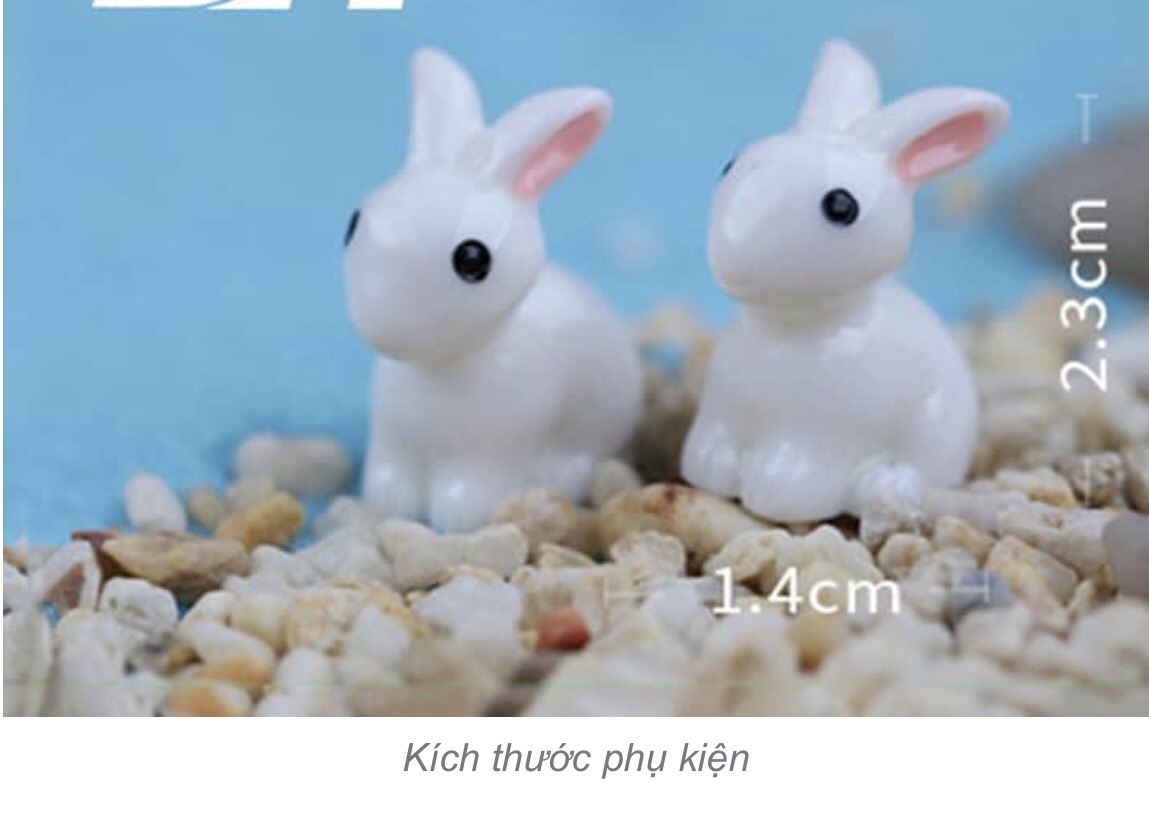 Phụ kiện thỏ ngọc trang trí tiểu cảnh (2 con)