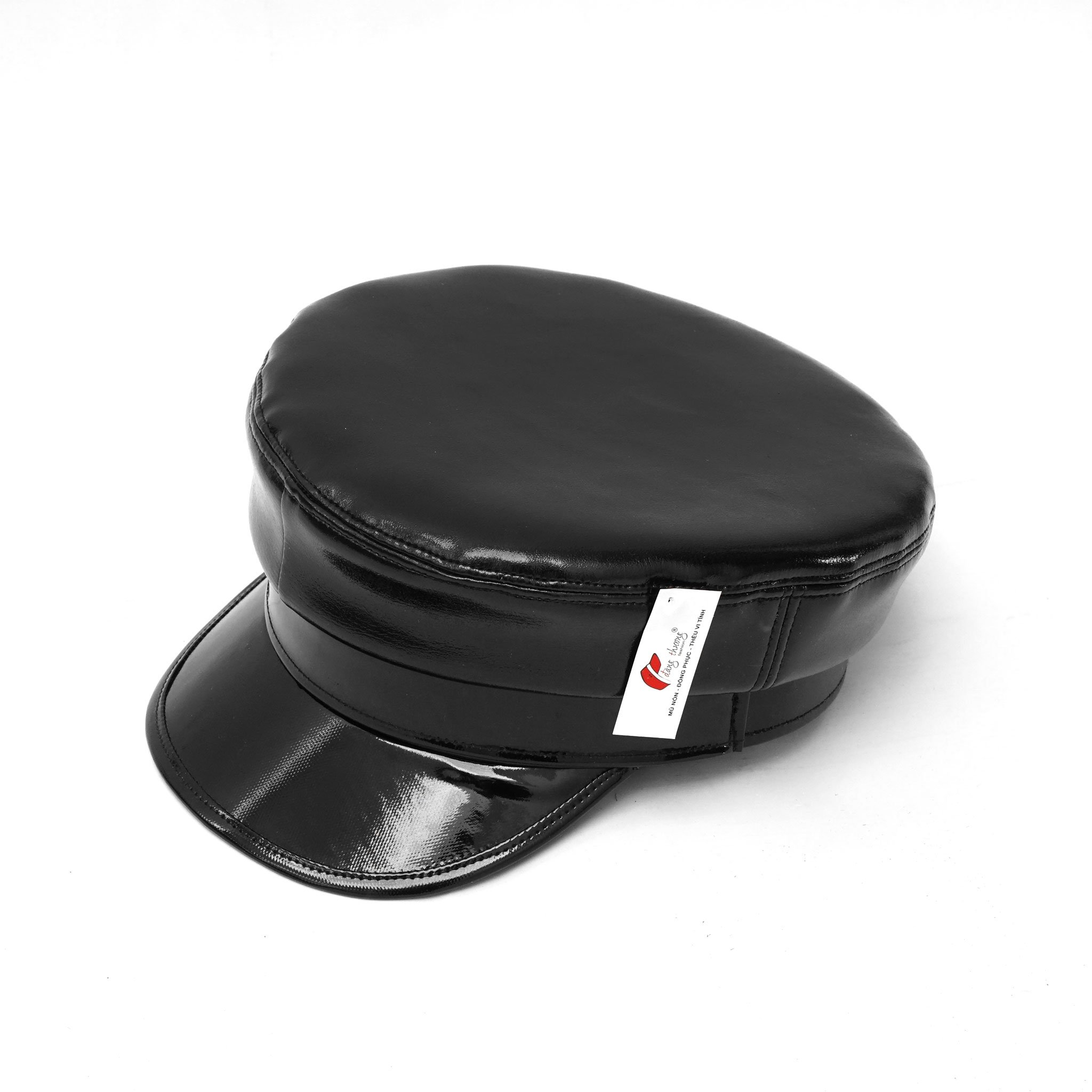 Mũ nón lưỡi trai Baker boy cap màu đen da Pu form dáng RB