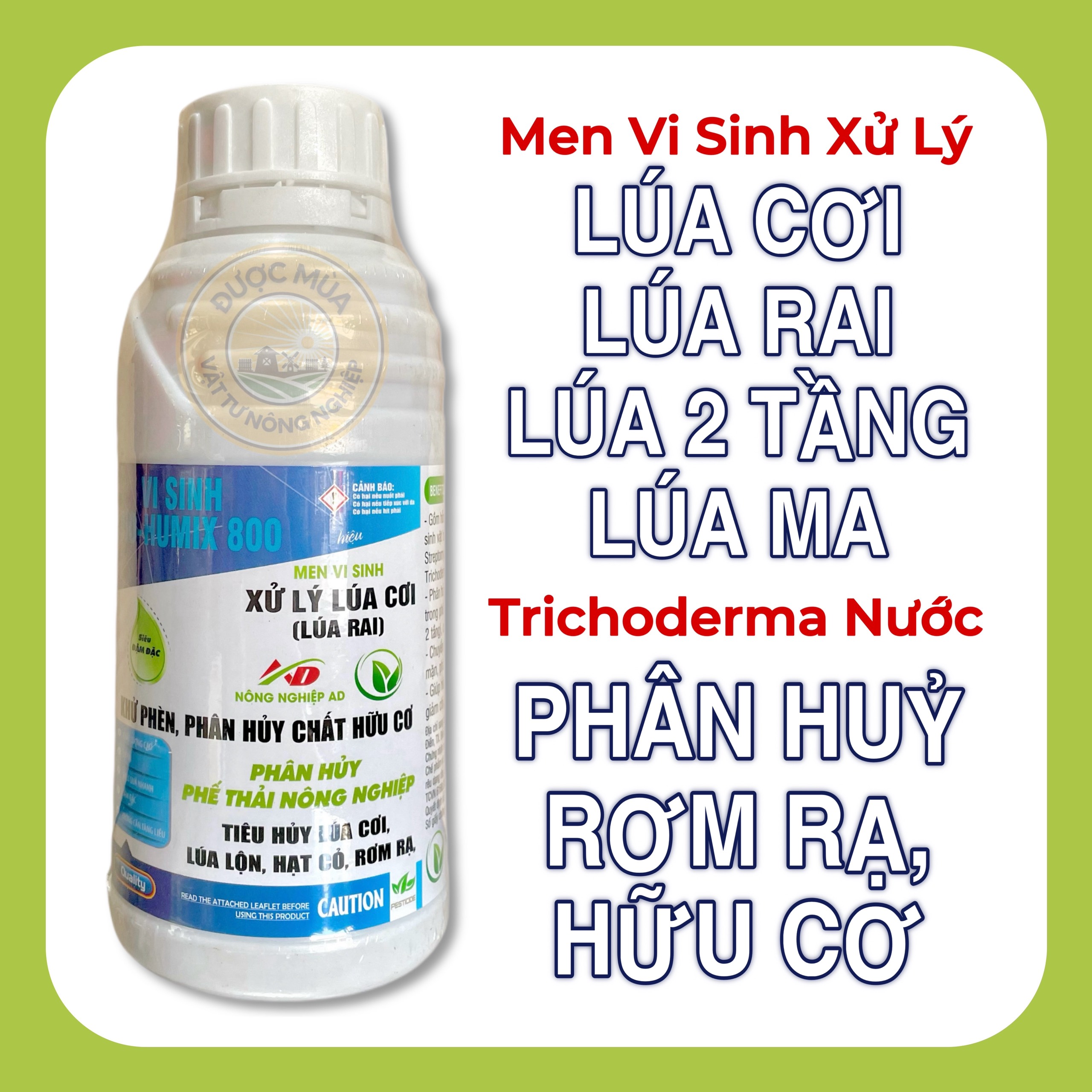 Xử lý lúa cơi - men vi sinh tiêu huỷ lúa cơi, lúa lộn, hạt cỏ, rơm rạ, khử phèn, trichoderma phân huỷ chất hữu cơ