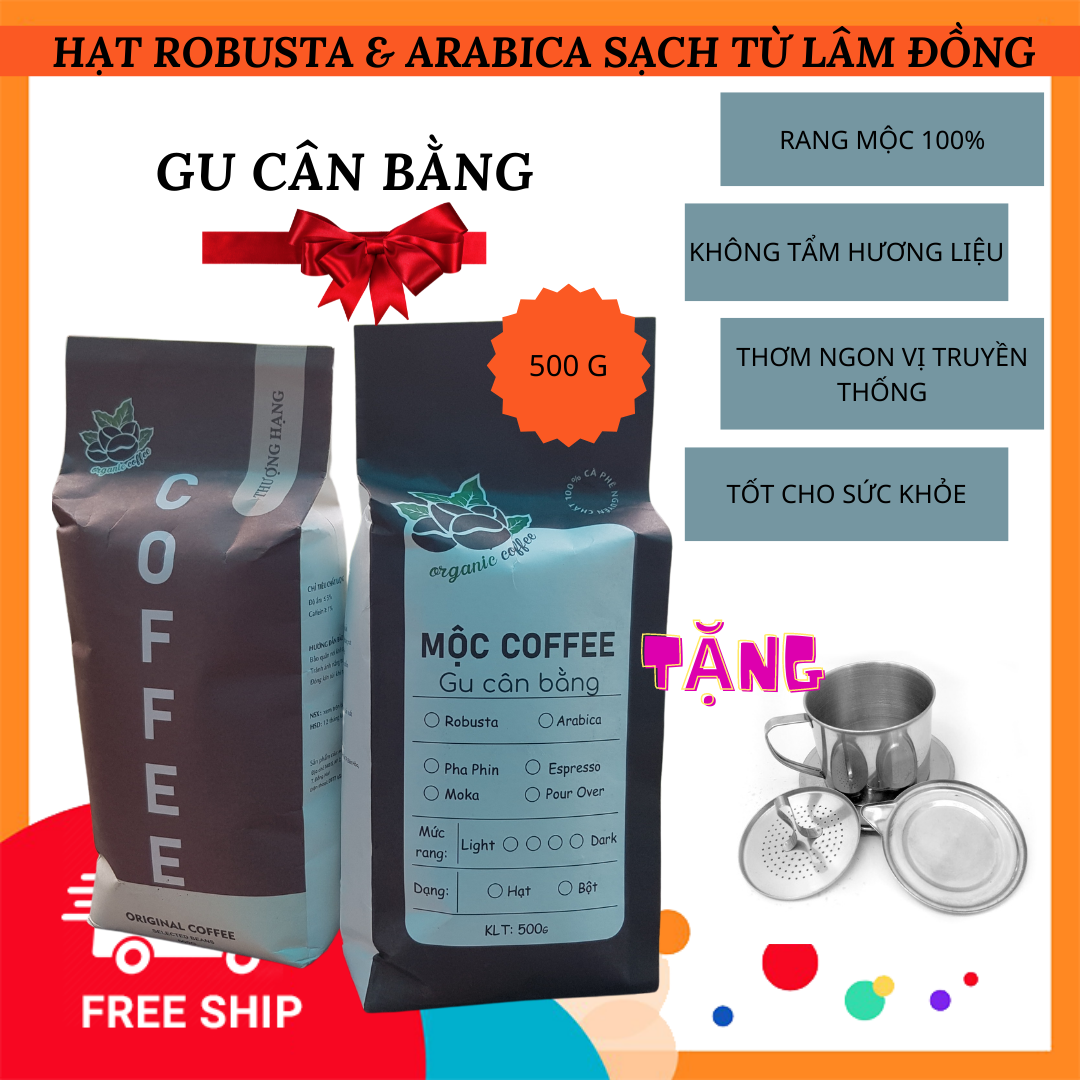 Cà phê rang mộc Robusta nguyên chất 100% gói 500g