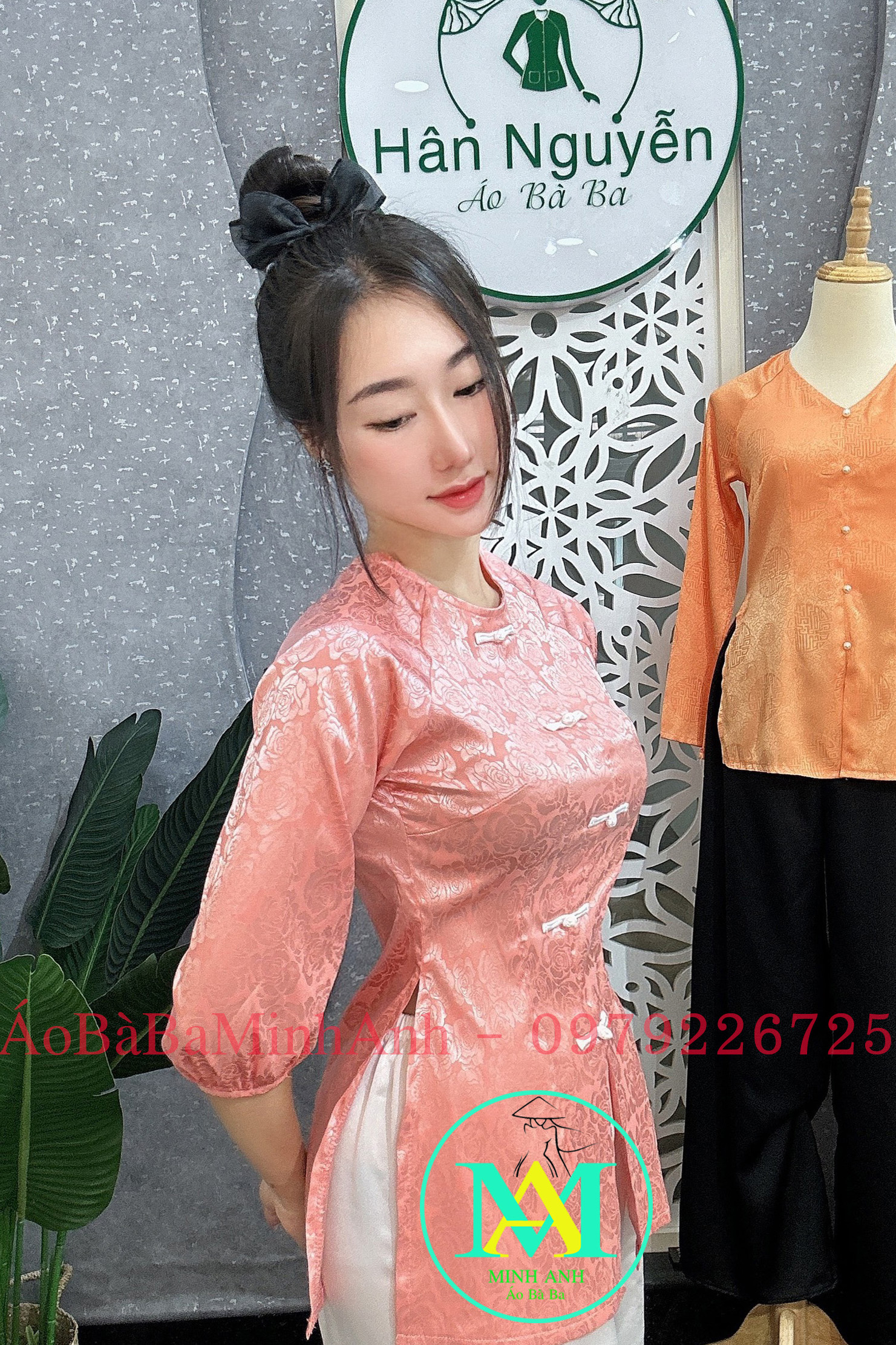 ÁO BÀ BA DÂY KÉO GẤM TRÀ MI (ÁO LẺ)