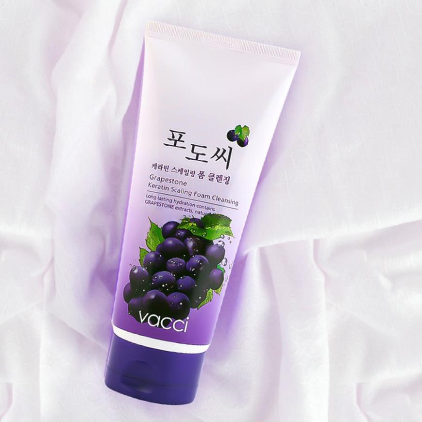 Sữa Rửa Mặt Hạt Nho Vacci Dưỡng Trắng Tẩy Tế Bào Chết Làm Sạch Sâu 180ml