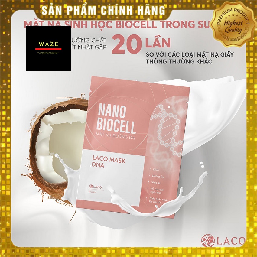 [HCM][LACO MASK] Mặt nạ ngủ Nano Biocell DNA và PYCNOGENOL - Waze - dưỡng ẩm sáng da ngăn ngừa mụn và lão hóa