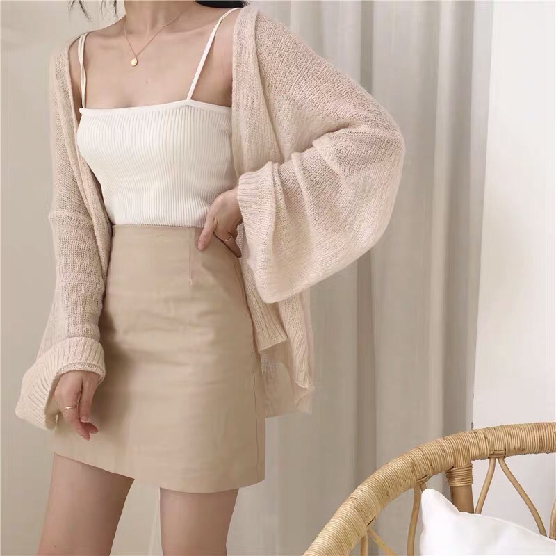 Áo len mỏng Cadigan phong cách Hàn Quốc