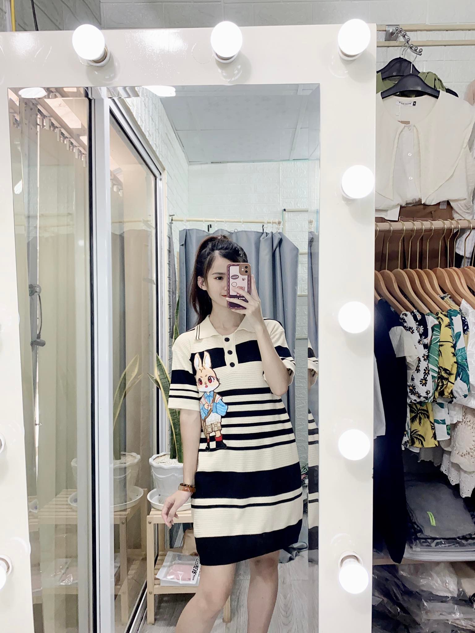 Váy len suông thêu thỏ hàng QC ( ảnh thật shop tự chụp )